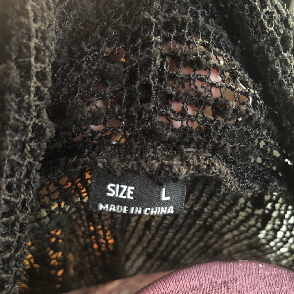 Black Sheer Cardigan w/Sequins! Size Large - Picture 5 of 6